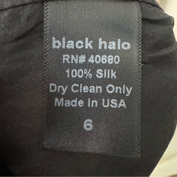 BLACK HALO 100% Silk Two Toned Sleeveless Midi Dress Draped Neckline Black 6 - Picture 3 of 13
